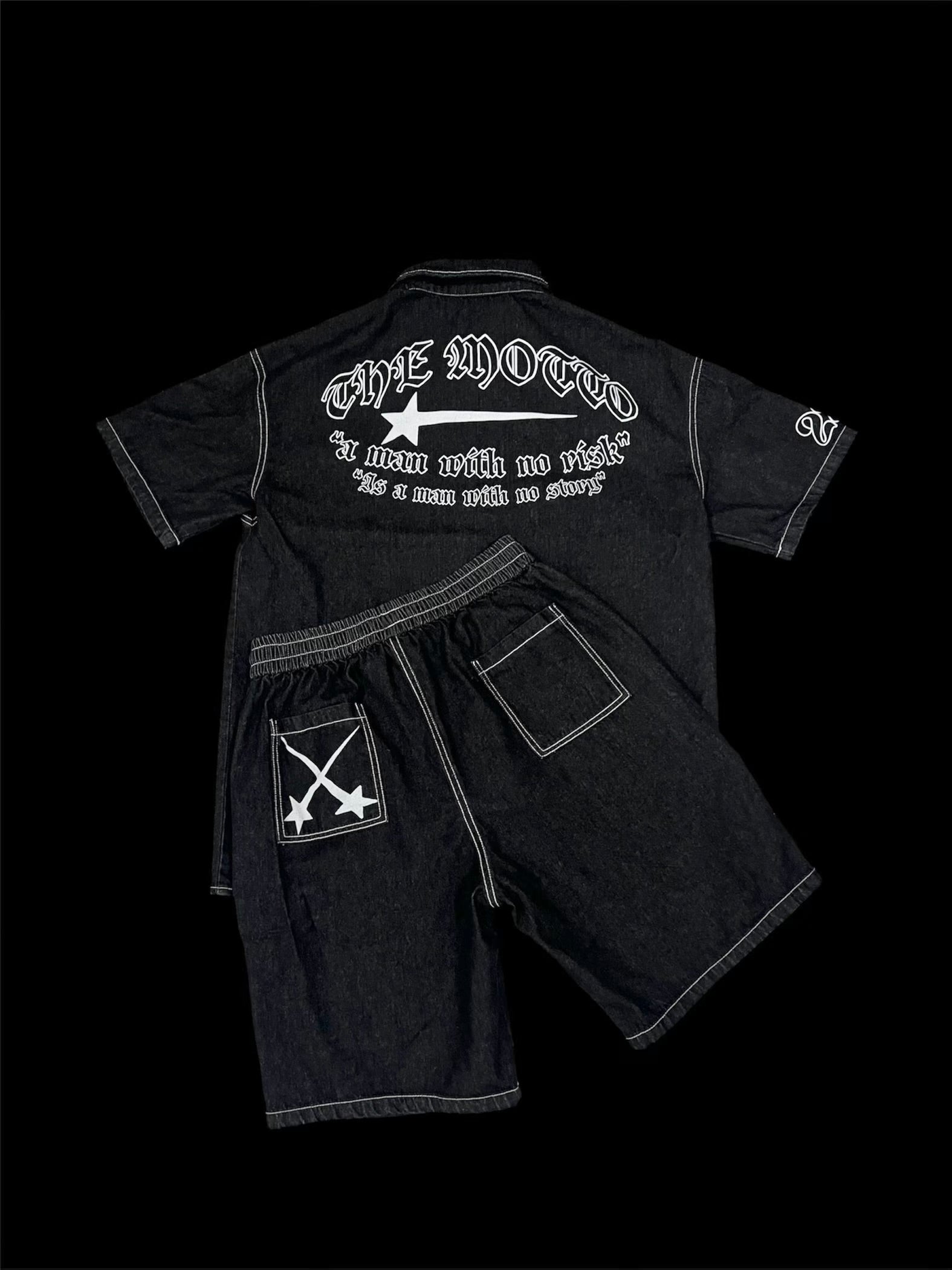 “THE MOTTO” Denim Co-ord Short set